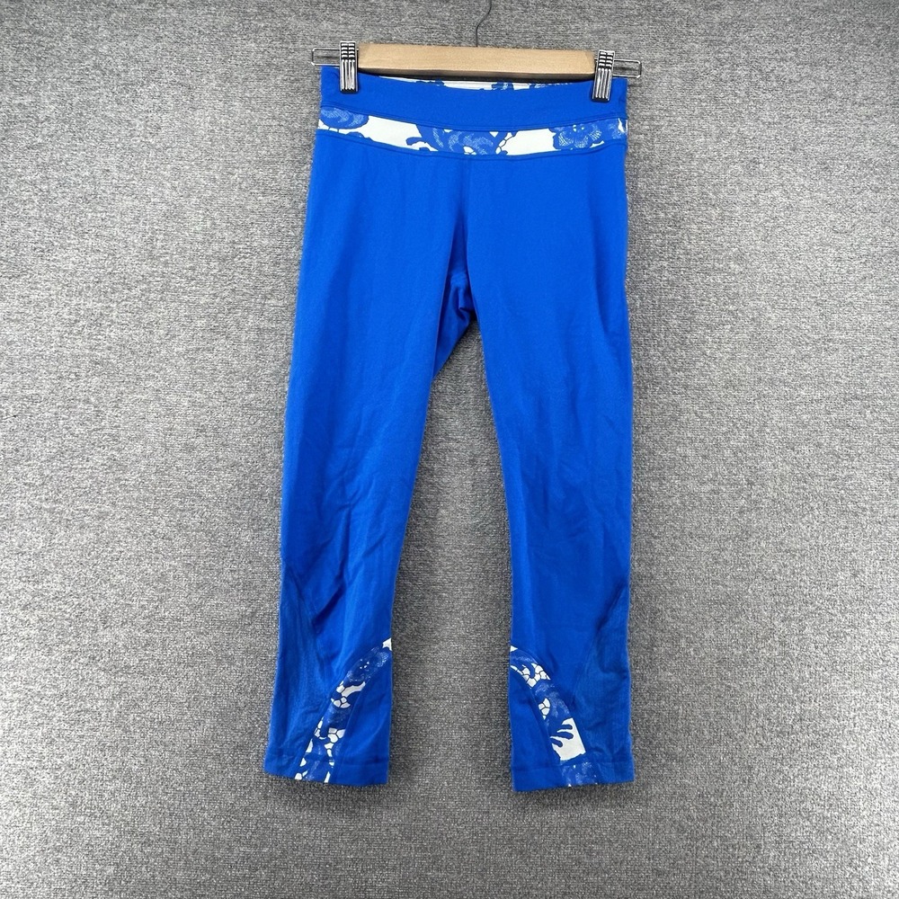 Lululemon Run Inspire Crop II Leggings Women Size 4 Beaming Blue Activewear